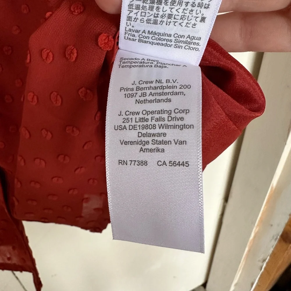 Burnt Orange Polka Dot J. Crew Long Sleeve Blouse Size S NWT - Picture 9 of 10